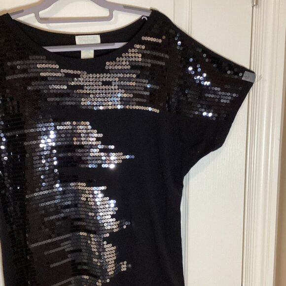 Maurices Women's Black Sequin T-Shirt Top Size 0 Party Shiny - Picture 2 of 6